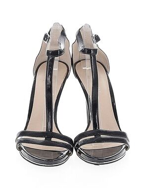Kenneth Cole New York Black Patent T-Strap Heeled Sandals